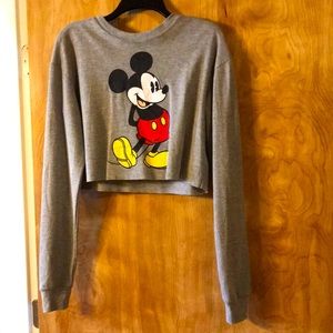 Disney Mickey gray long sleeve crop top